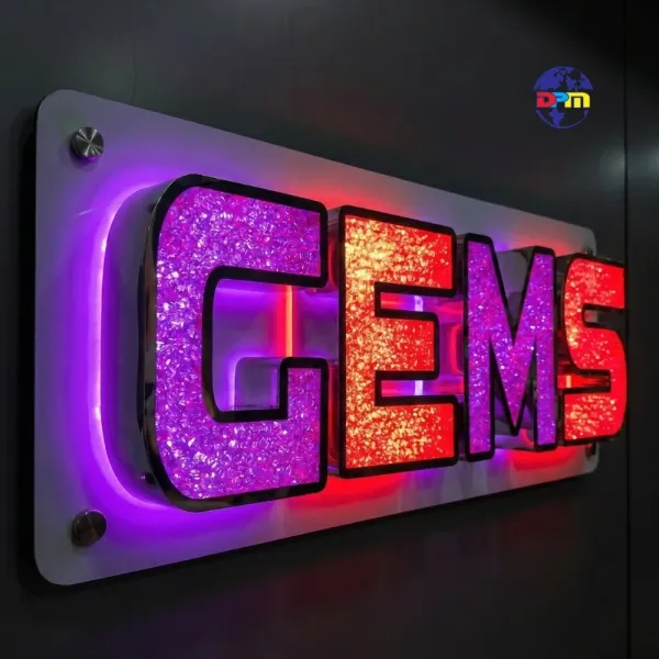 Premium Diamond Crystal Puthi 3D LED Signage