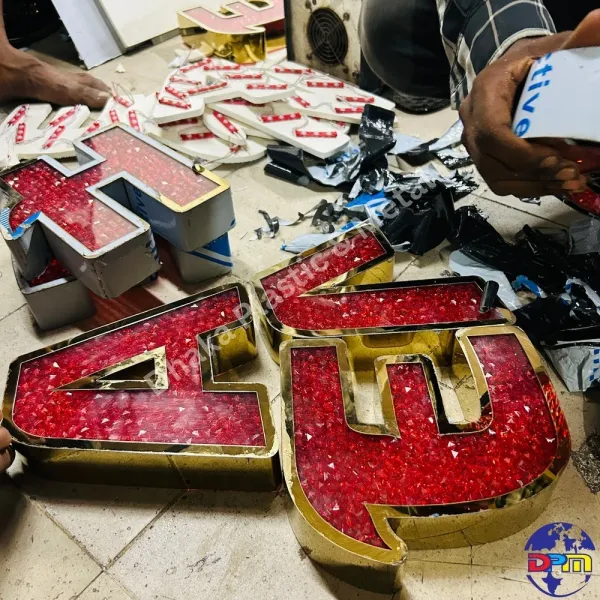 Premium Diamond Crystal Puthi 3D LED Signage